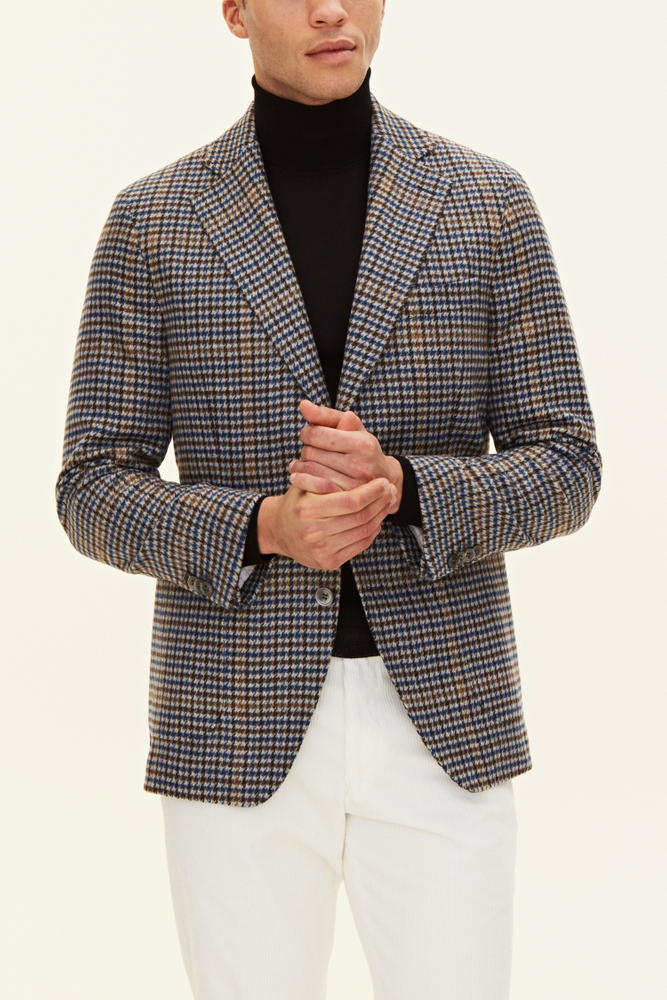 Regular Fit Rutig Ullkavaj