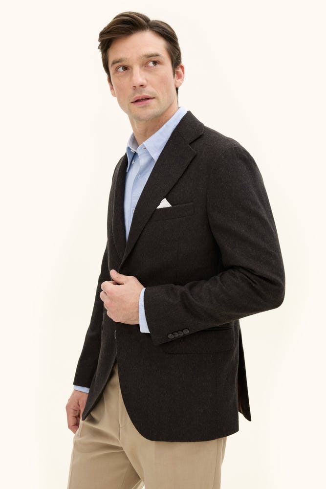 Regular Fit Fiskbensmønstret Blazer Tweed