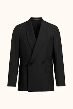 Regular Fit Double Breasted Microstructure Tuxedo Blazer