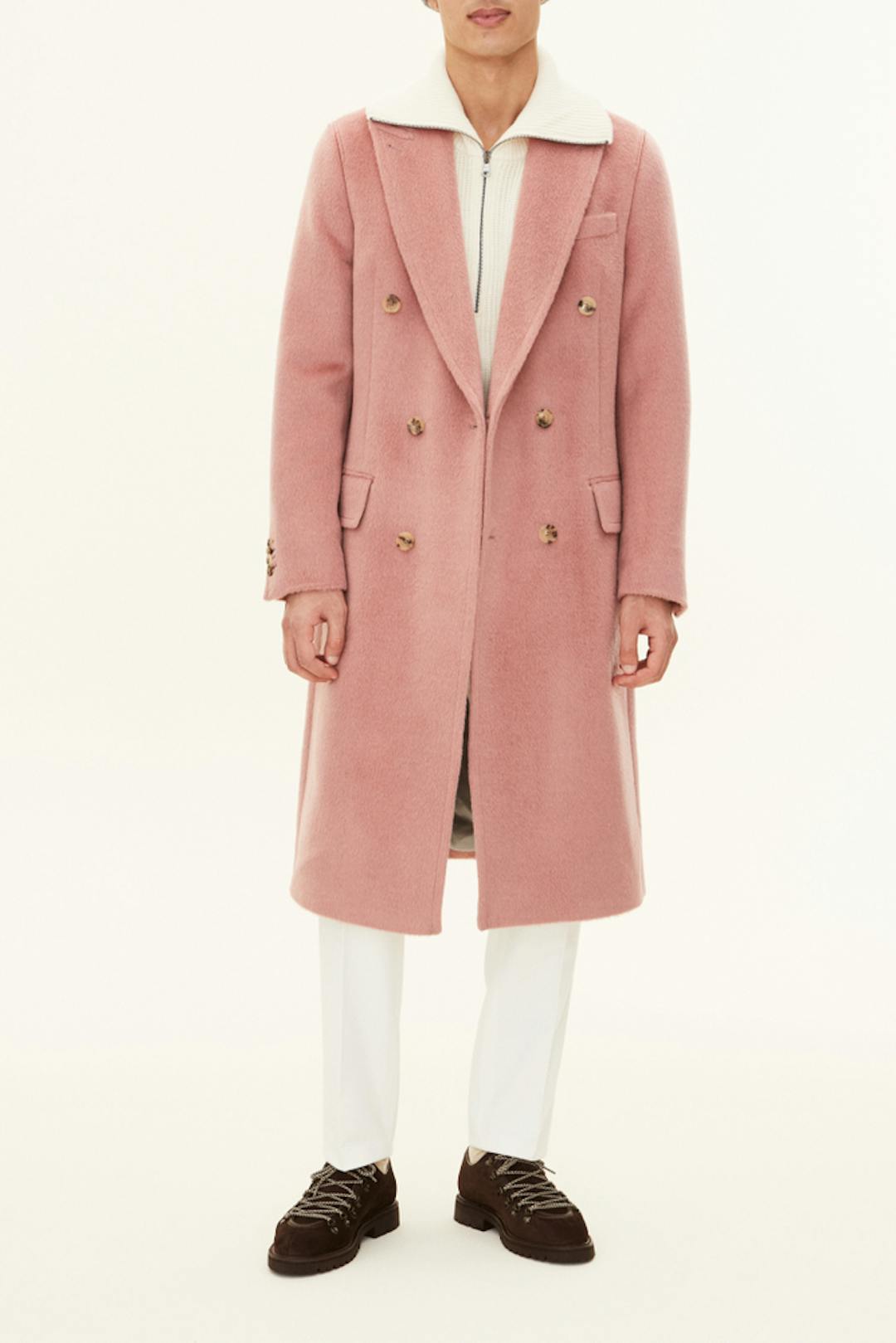 Slim Fit Double Breasted Soft Lama Wool Coat