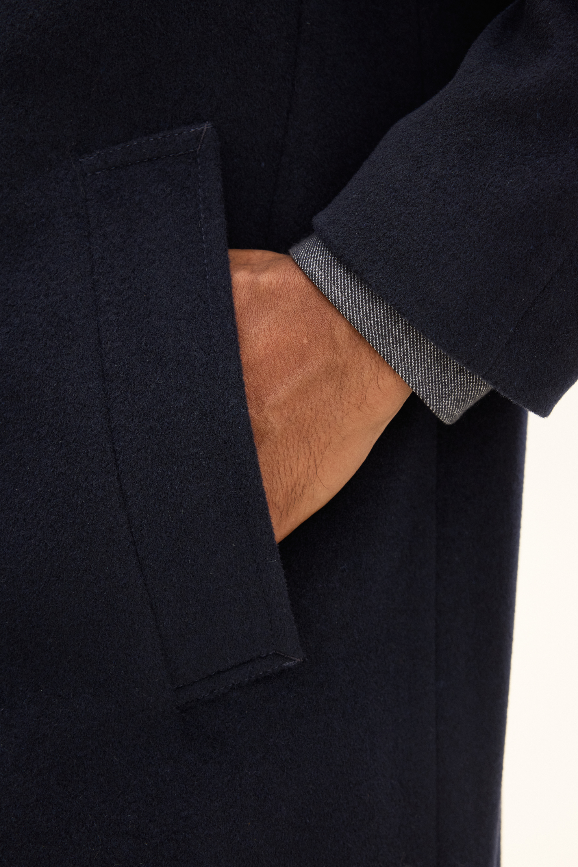 Regular Fit Brushed Wool Raglan Coat - Dark blue | Oscar