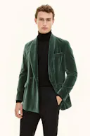 Regular Fit Double breasted Velvet Tuxedo Blazer