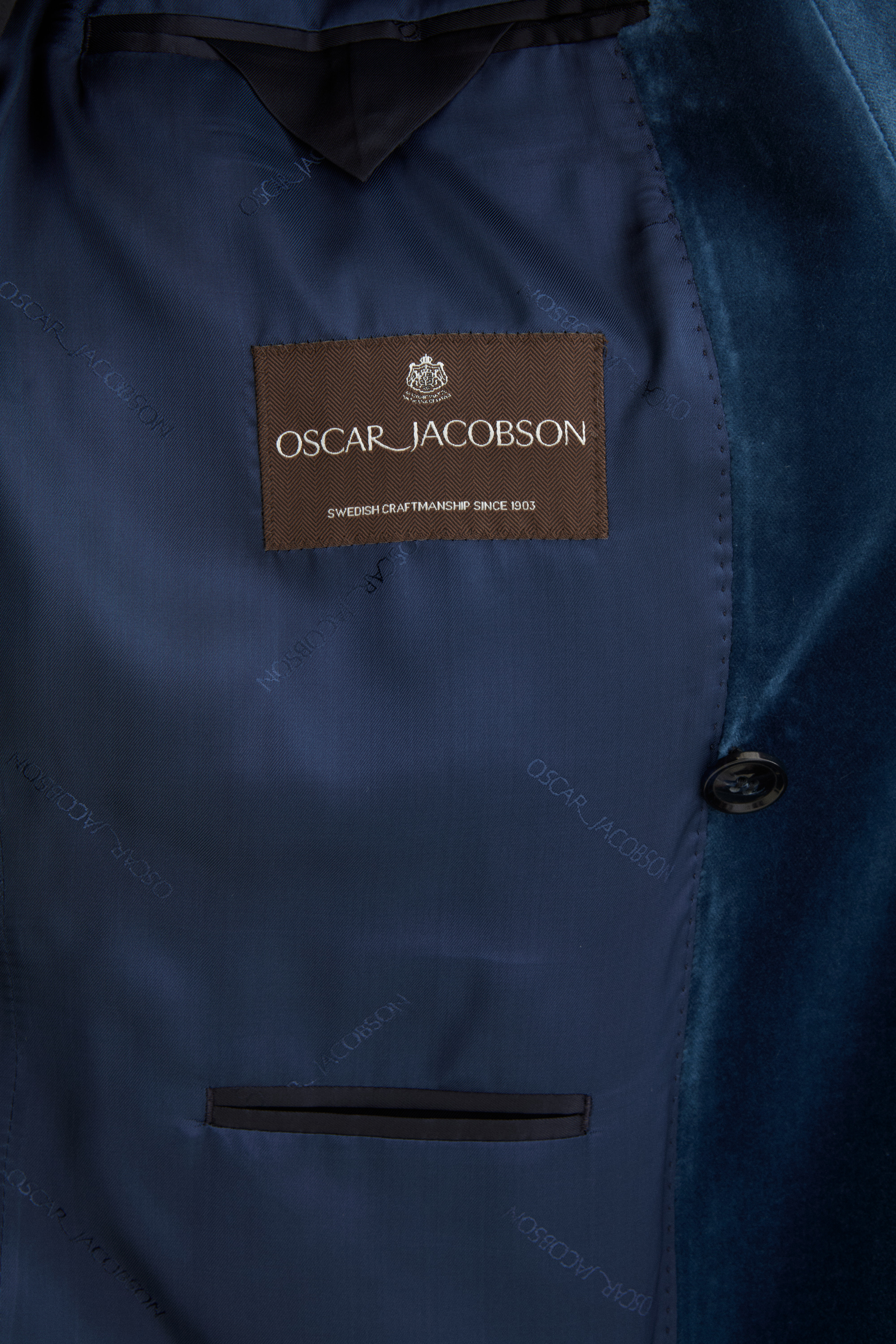 Regular Fit Double breasted Velvet Tuxedo Blazer - Dark blue