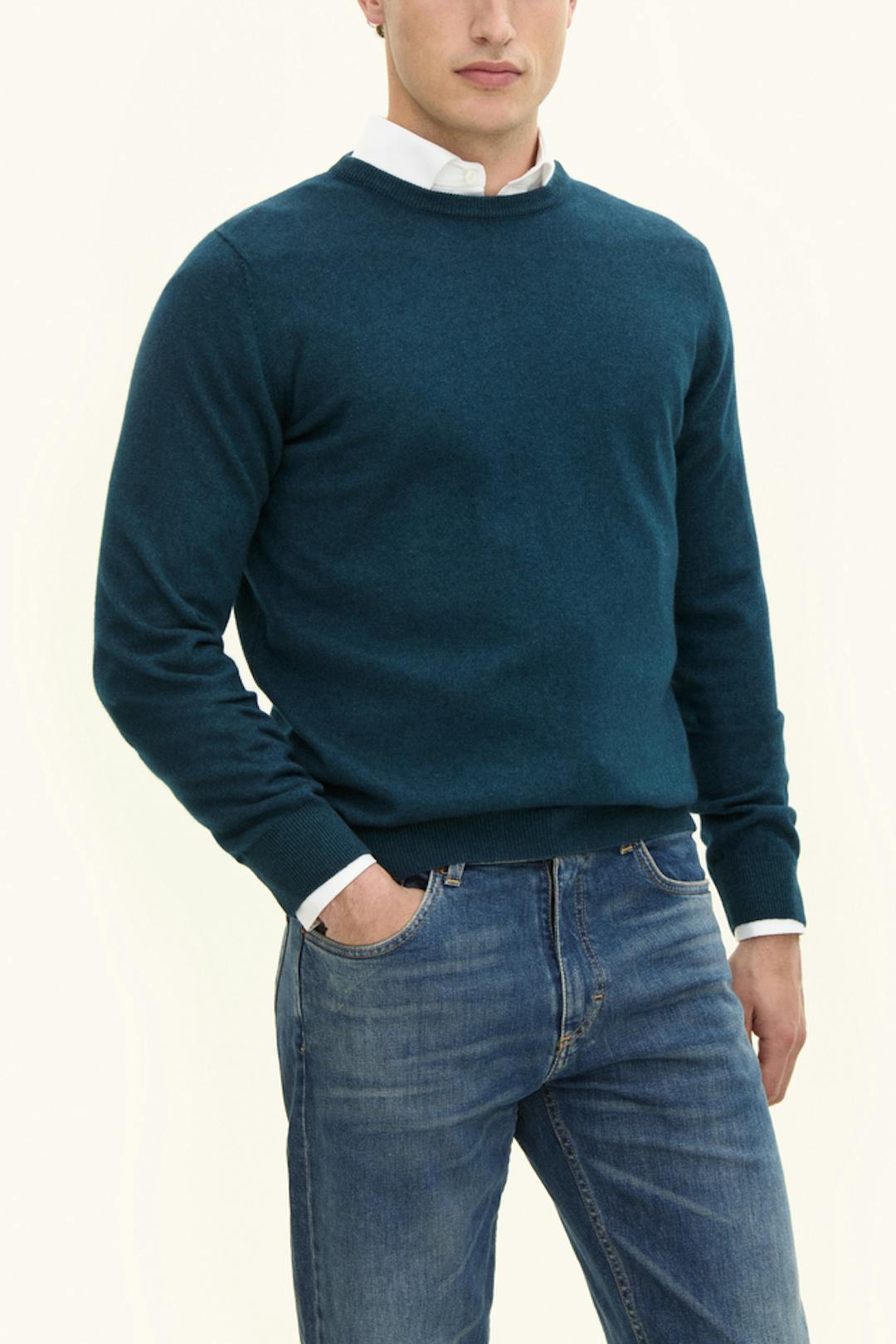 Regular Fit Rundhalsad Tröja Kashmir-Siden