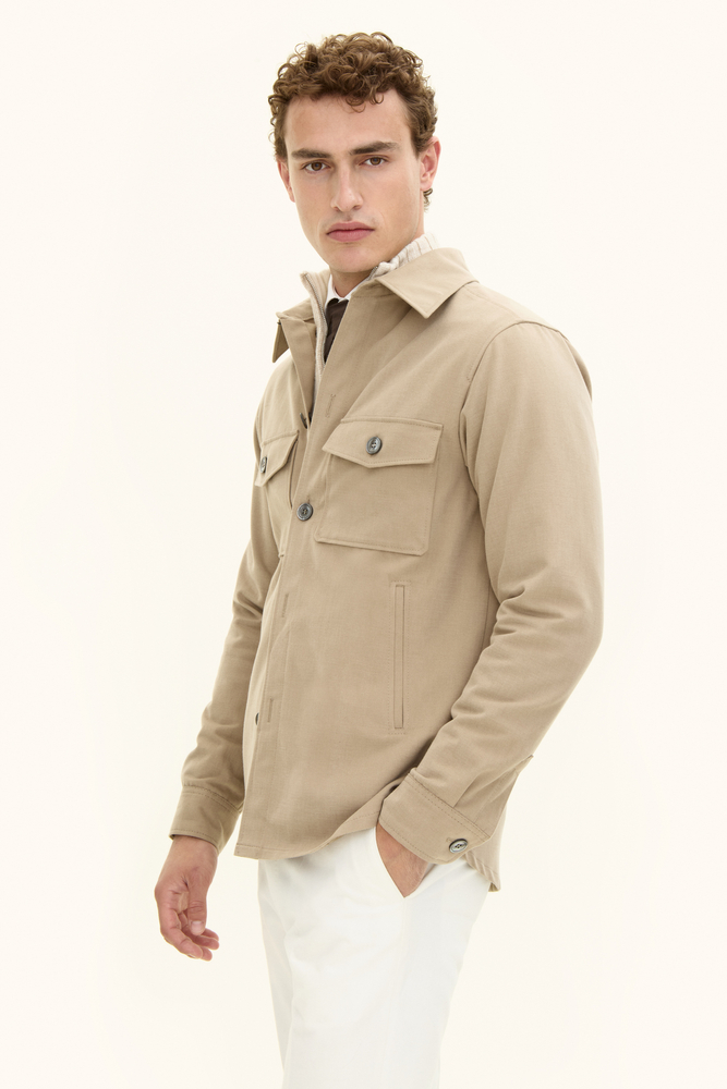 Regular Fit Brushed Cotton Twill Overshirt