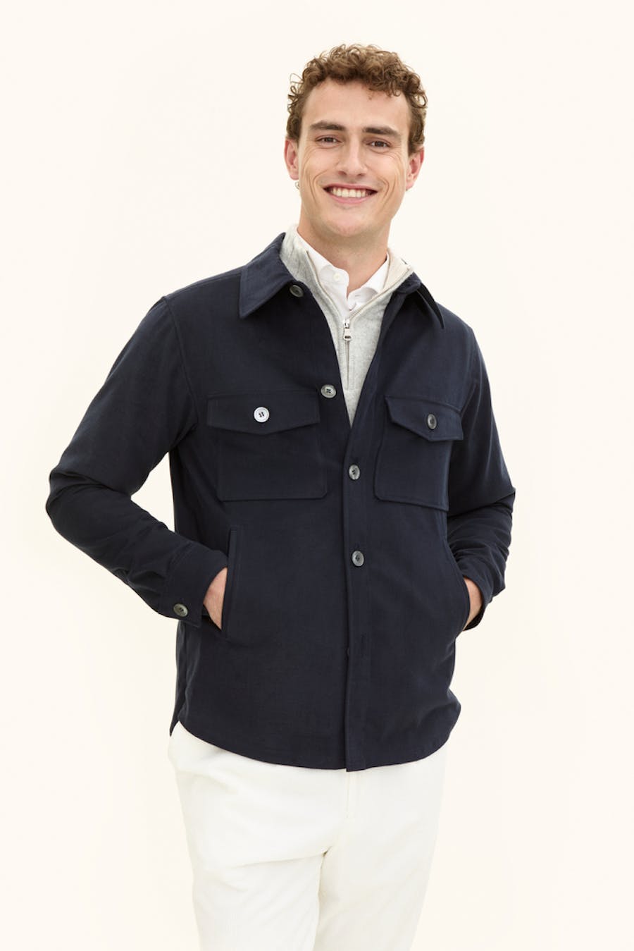 Regular Fit Brushed Cotton Twill Overshirt