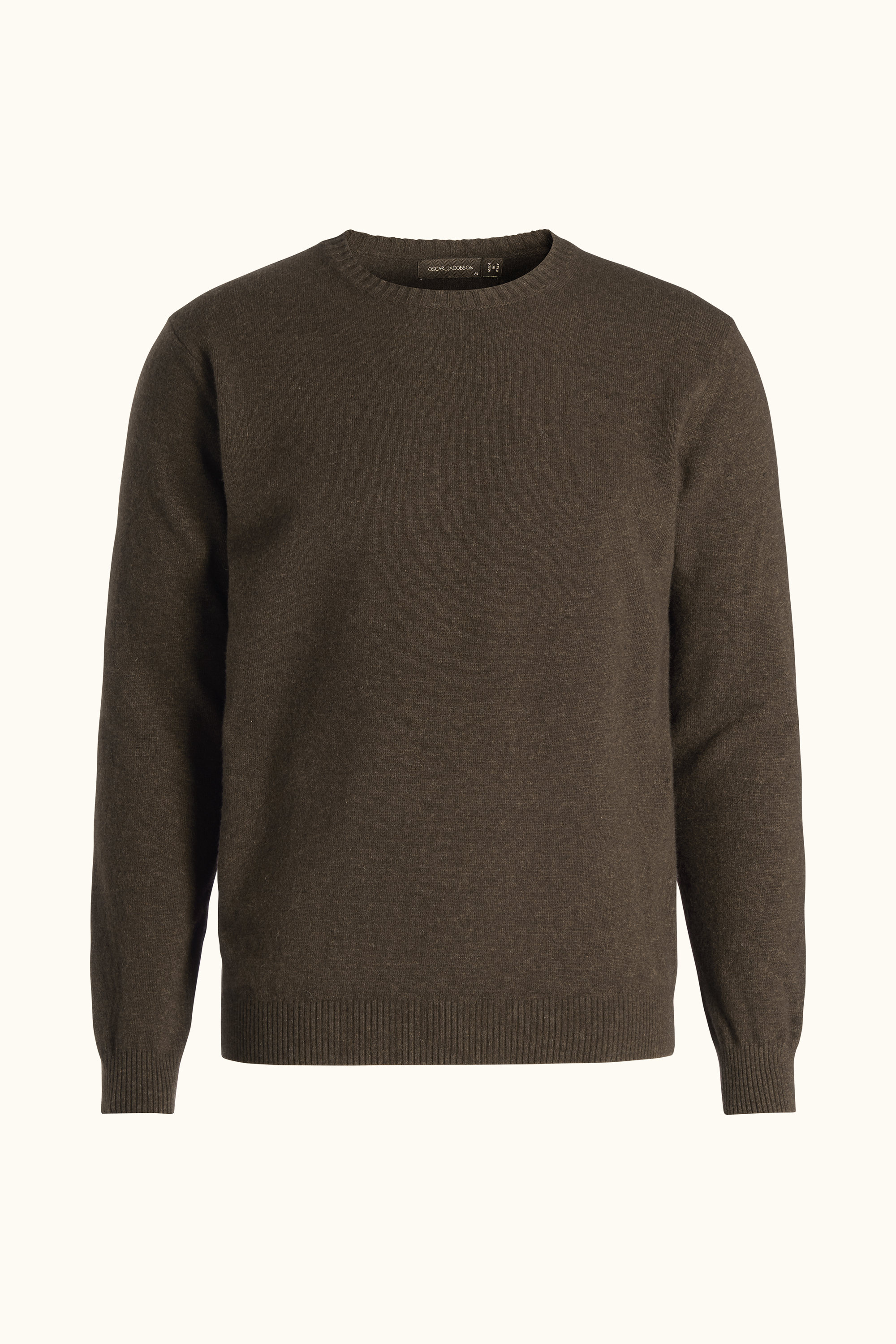 Regular Fit Roundneck Wool Blend Sweater Brown Oscar Jacobson