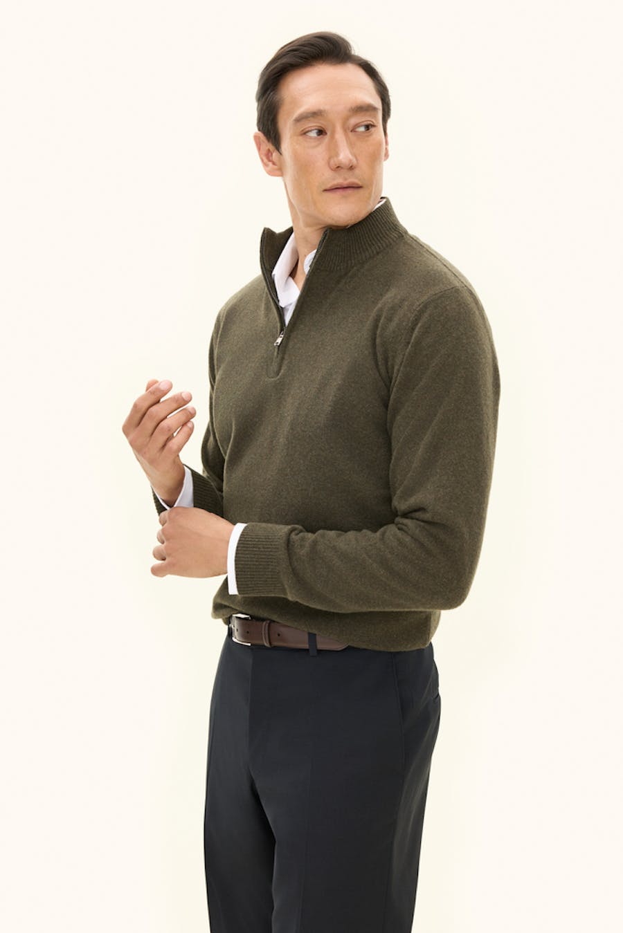 Regular Fit Half Zip Trøje Uldblanding