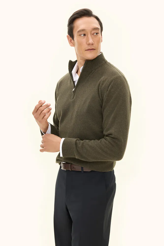 Regular Fit Half Zip Trøje Uldblanding