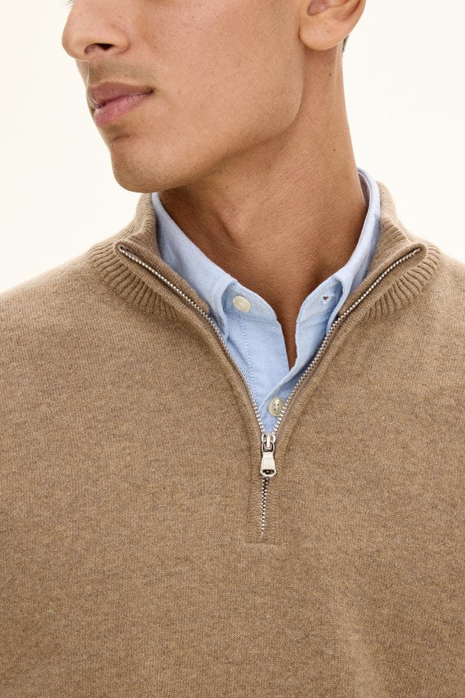 Regular Fit Wool Blend Half Zip Sweater