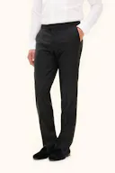 Regular Fit Plain Weave Wool Stretch Trousers