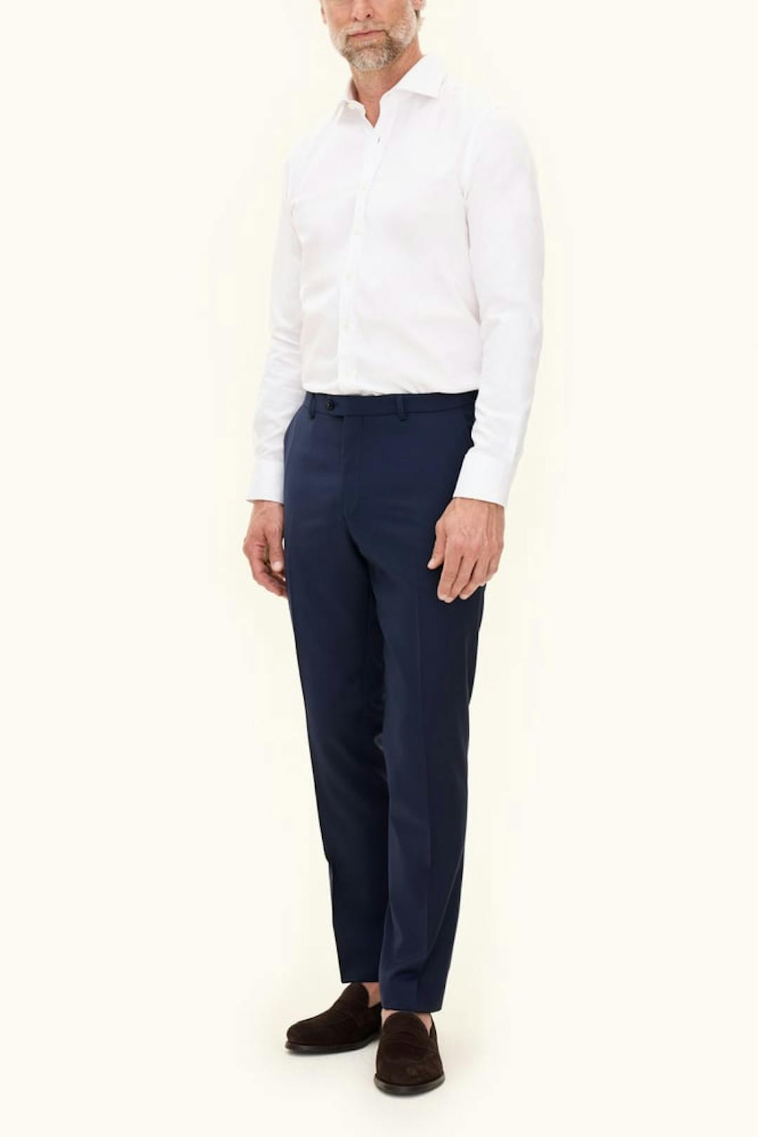 Slim Fit Byxor Slät Ullstretch