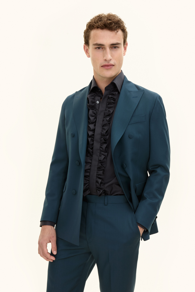 Regular Fit Dubbelknäppt Twillkavaj