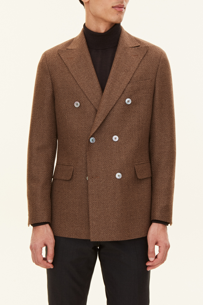 Regular Fit Dubbelknäppt Hopsack Kavaj