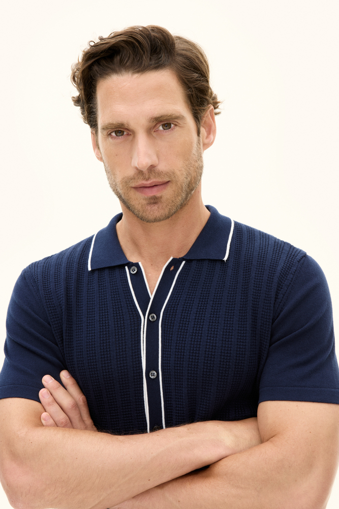 Slim Fit  Structured Knit Shirt