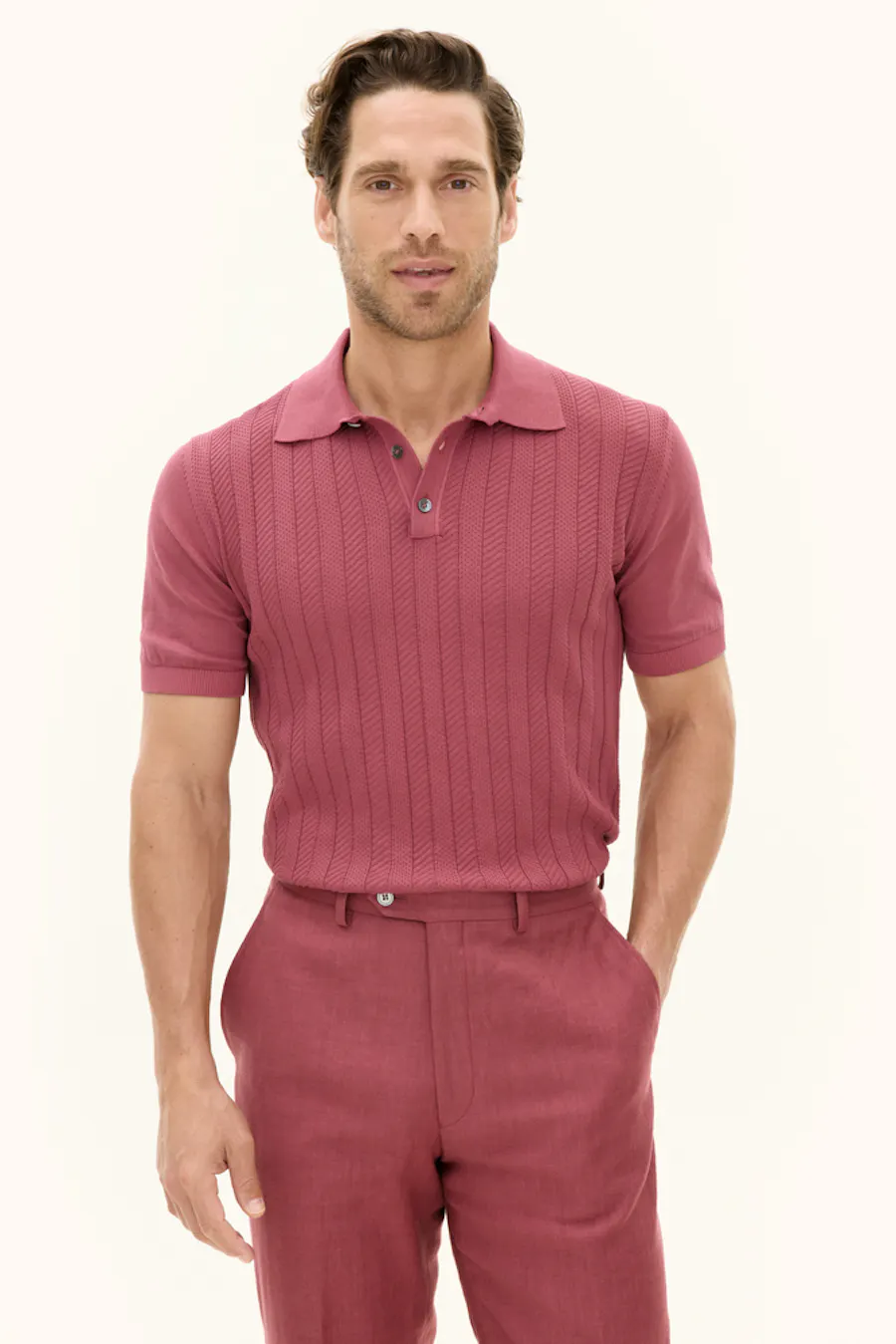 Slim Fit Strukturerad Piké