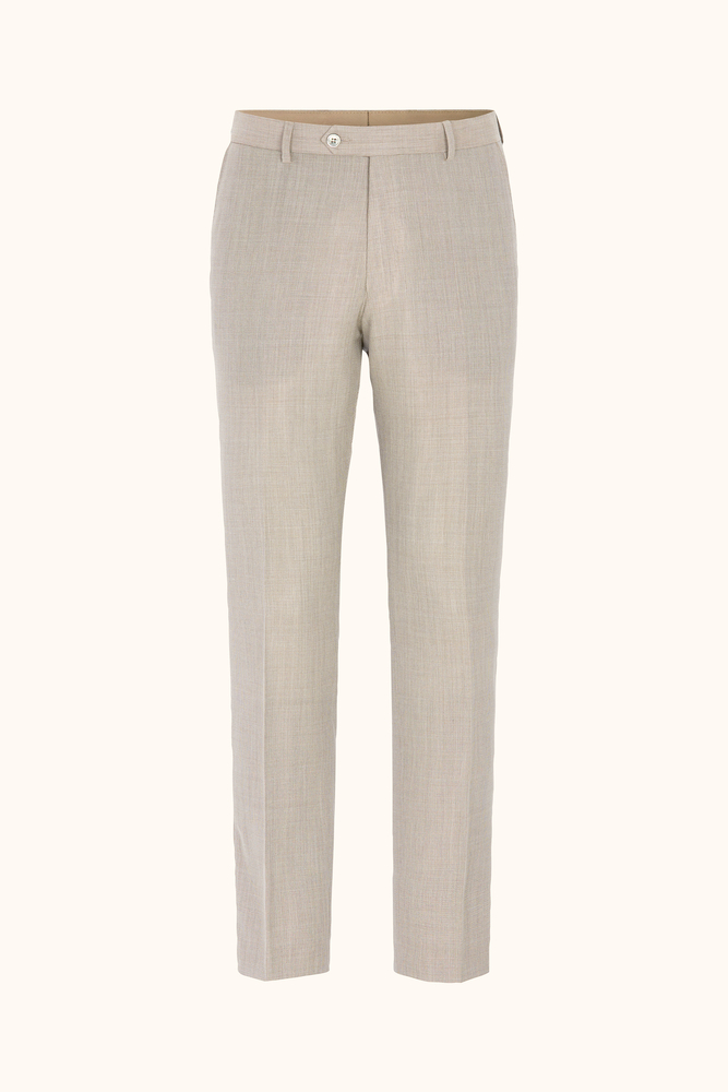 Regular Fit Structured Wool Trousers