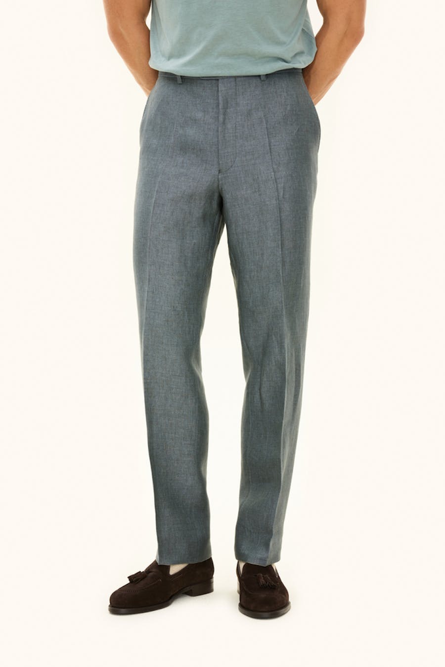 Regular Fit High Waist Linen Trousers