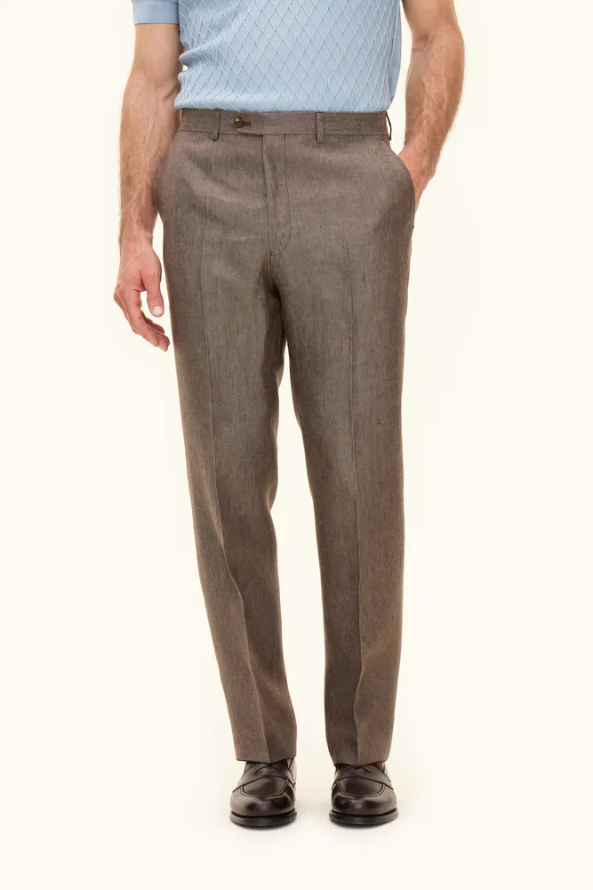 Regular Fit Højtaljet Hør Bukser