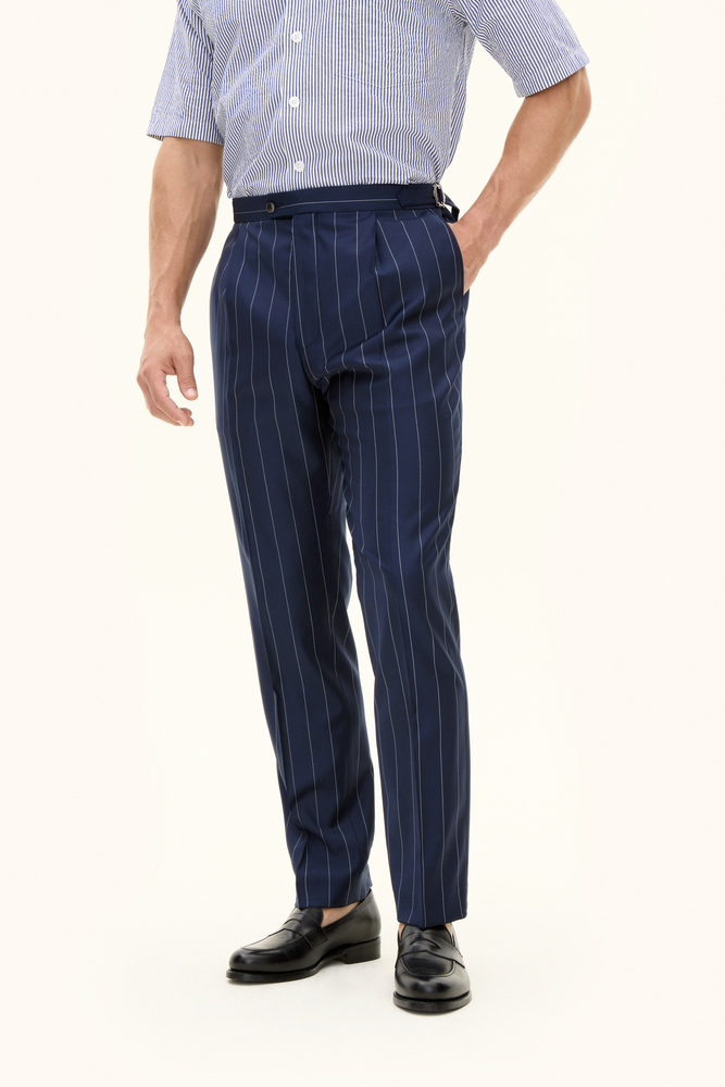 Regular Fit  Randiga Byxor Hög Midja