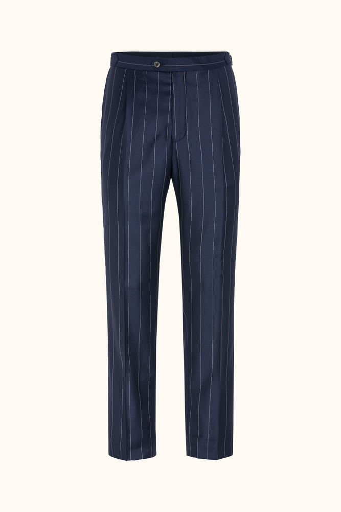 Regular Fit High Waist Twill Stripe Trousers