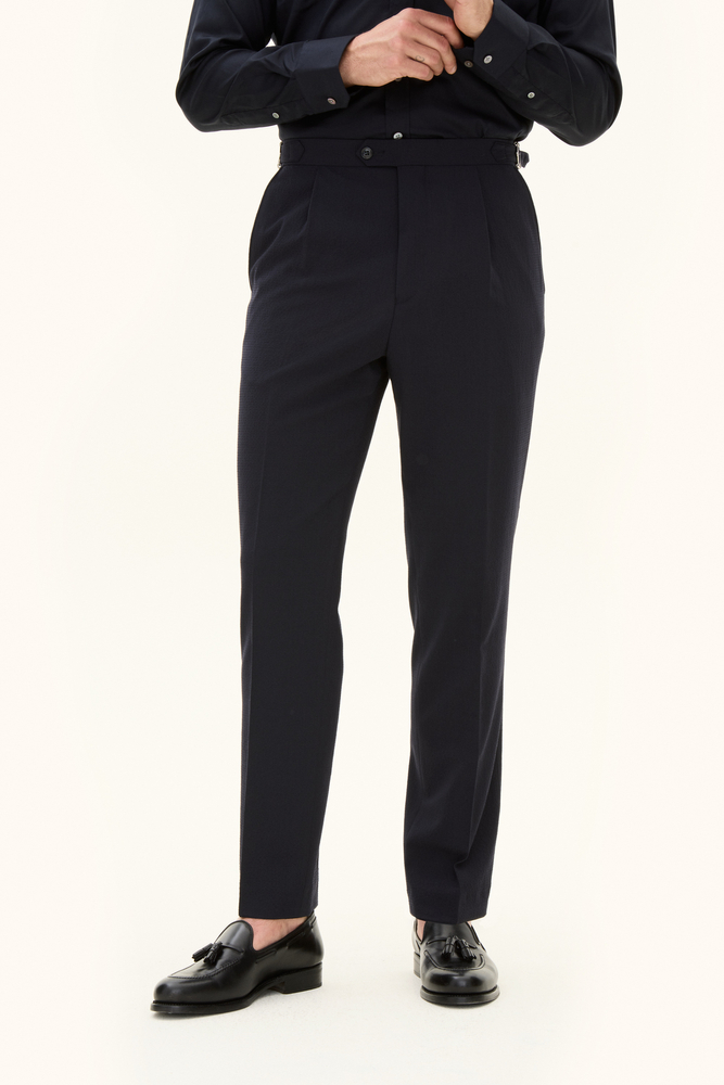 Regular Fit Seersuckerbyxor Hög Midja