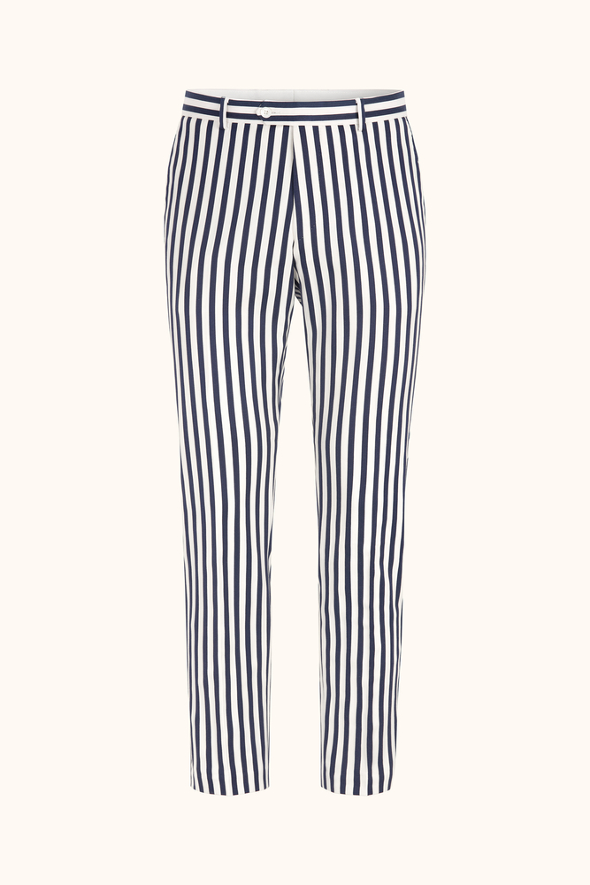 Slim Fit Cotton Stripe Trousers