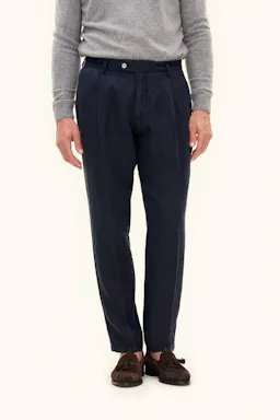 Regular Fit High Waist Garment Dye Linen Trousers