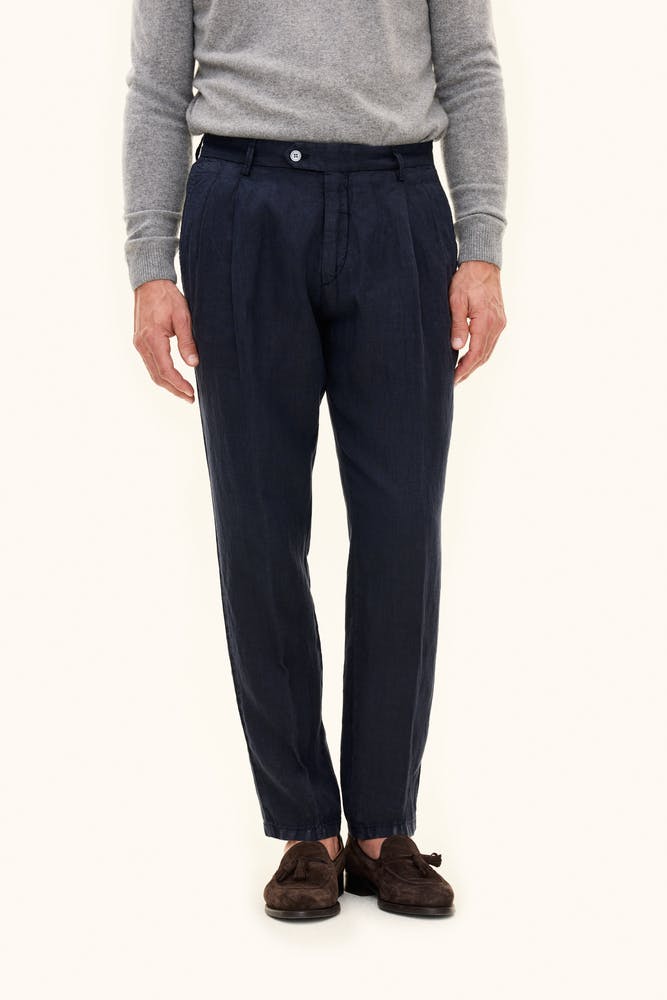 Regular Fit Linnebyxor Hög Midja