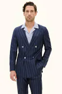 Regular Fit Double Breasted  Twill Stripe Blazer