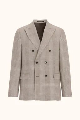 Regular Fit Dobbeltradet Hør Glencheck Blazer