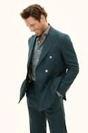 Regular Fit Double Breasted Linen Twill Blazer