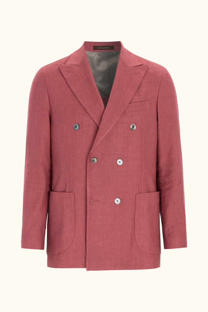 Regular Fit Double Breasted Linen Twill Blazer