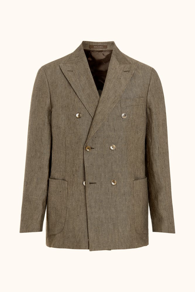 Regular Fit Dubbelknäppt Linnekavaj