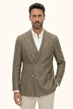 Regular Fit Double Breasted Linen Blazer