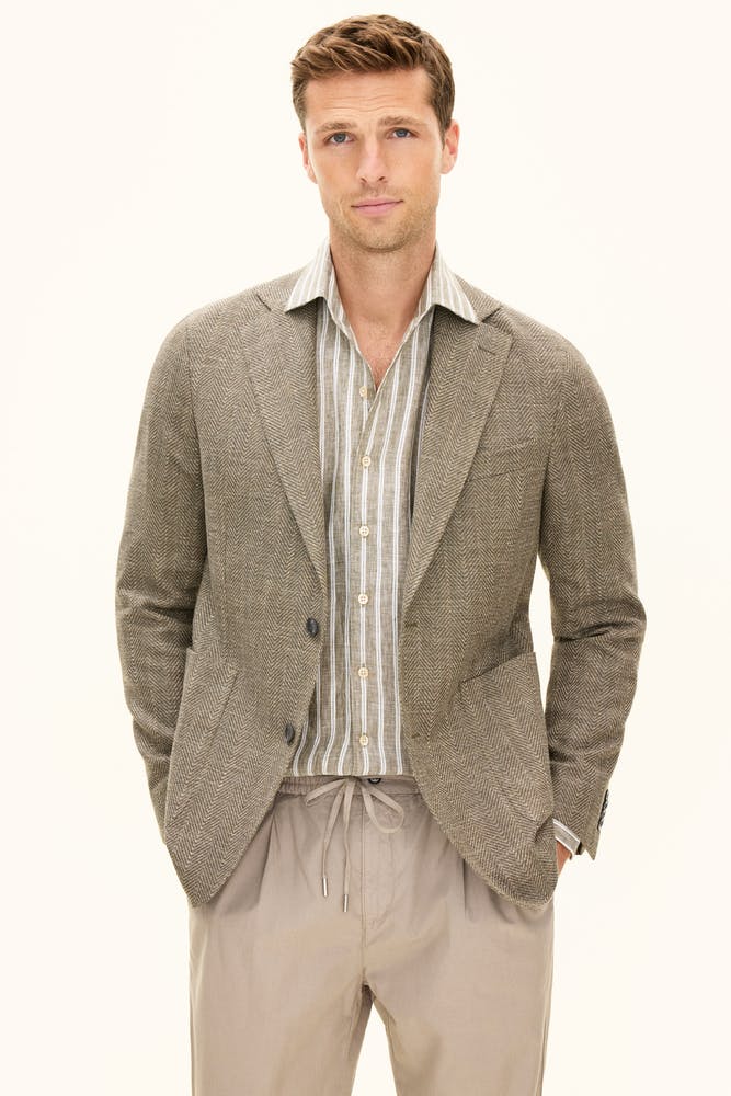 Regular Fit Fiskebensstrukturert Blazer