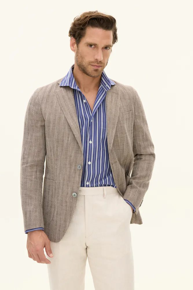 Regular Fit Fiskebenstrukturert Blazer