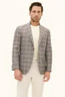 Regular Fit Uld Hør Check Struktureret Blazer