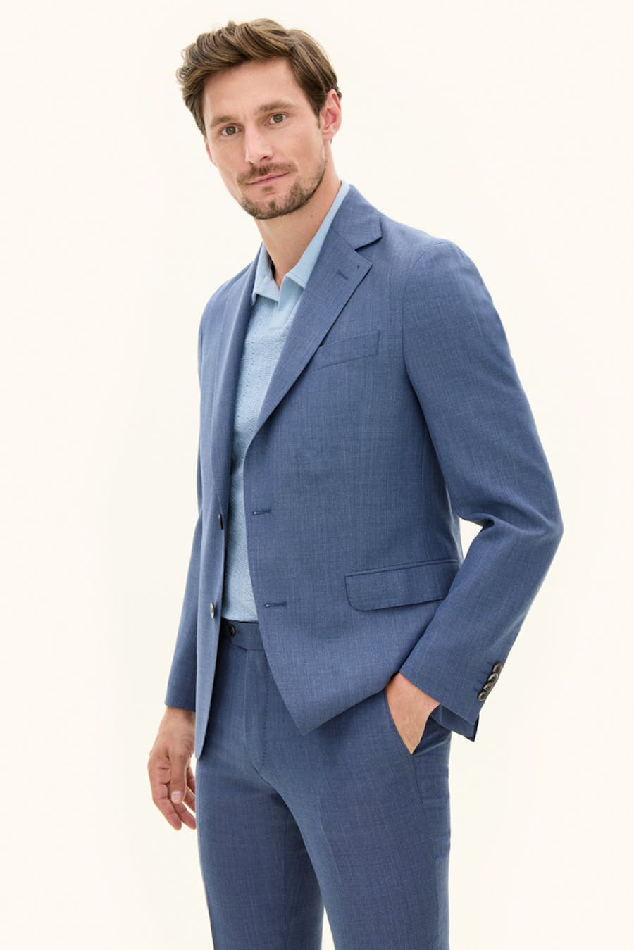 Regular Fit Struktureret Uld Blazer