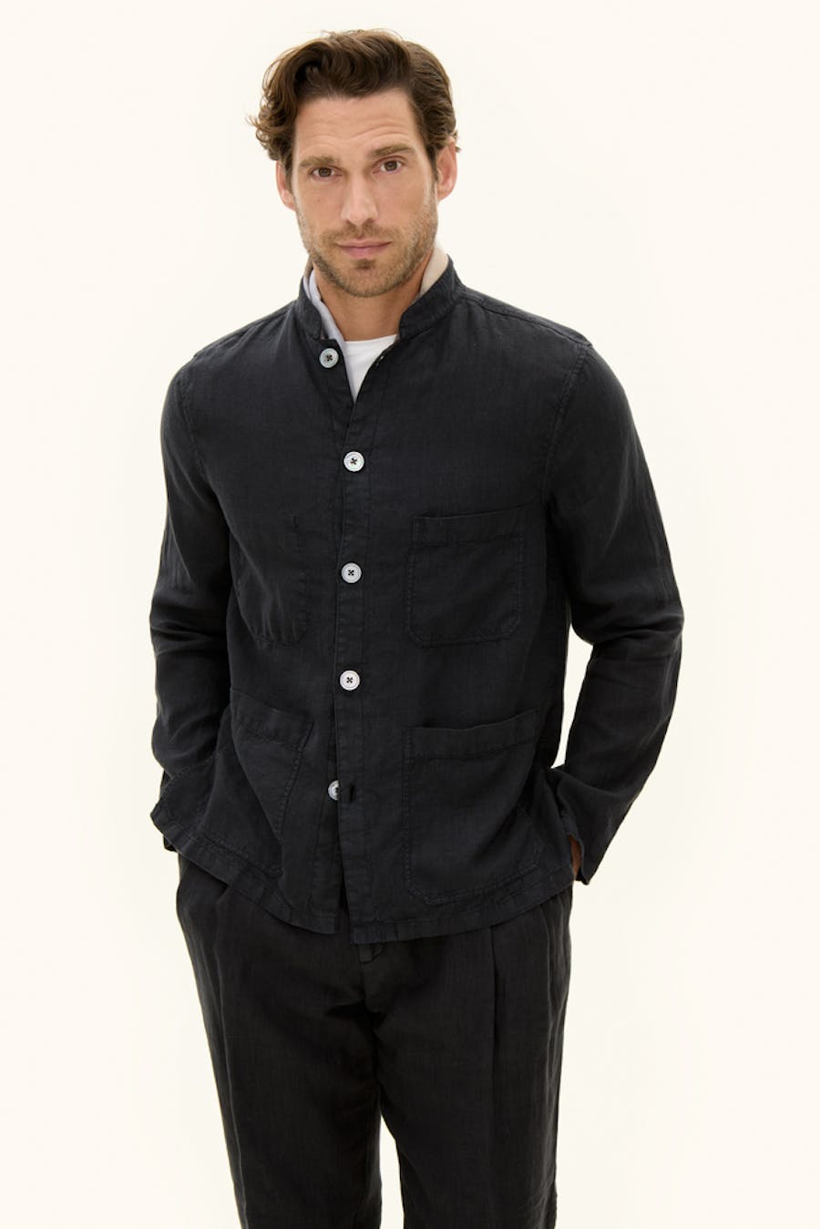 Regular Fit Linen Overshirt