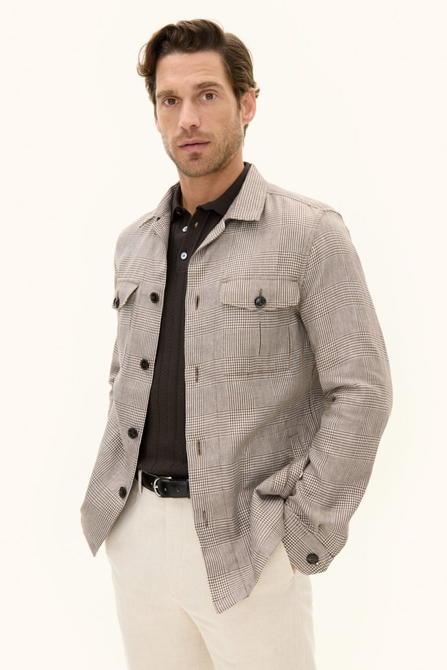Regular Fit Overshirt Lin Glencheck