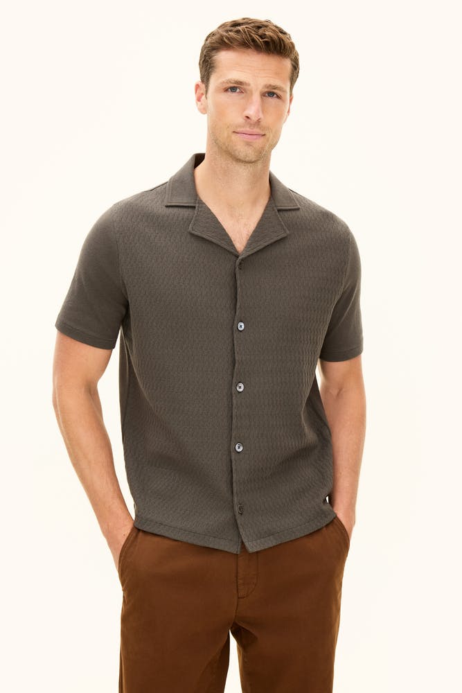 Regular Fit Strikket Bomullskjorte