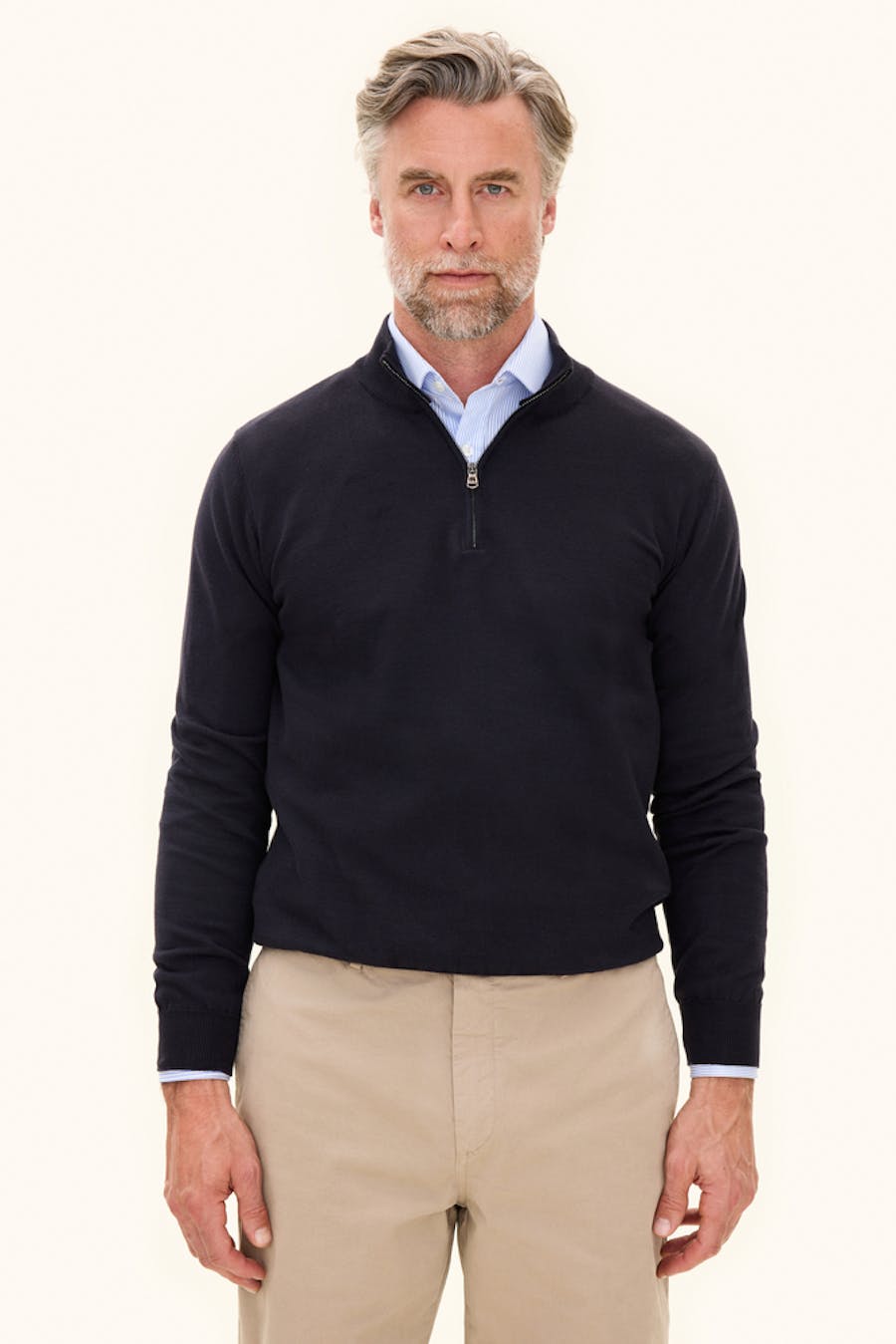 Regular Fit Half Zip Bomuld Sweater