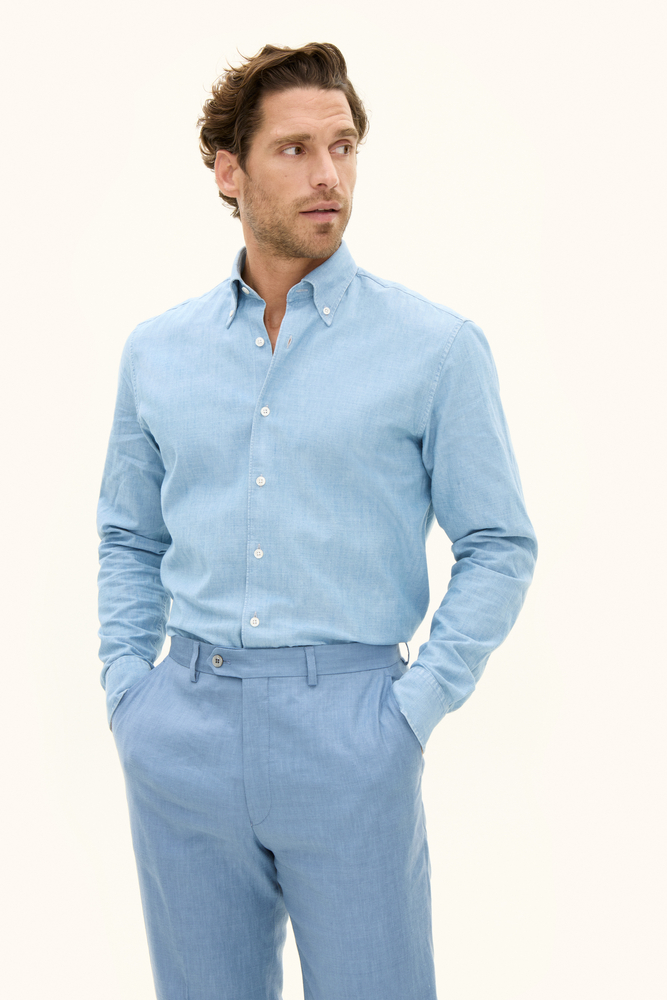 Regular Fit Button Down Chambrayskjorta