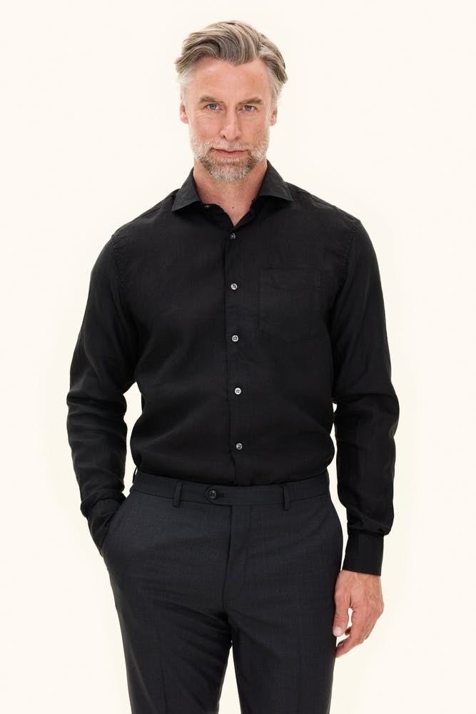 Regular Fit Wide Spread Collar Linen Shirt