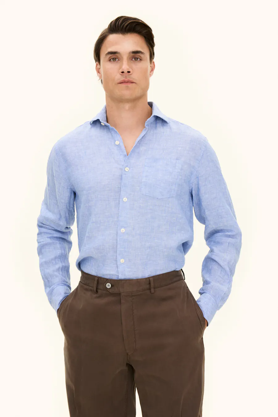 Regular Fit Wide Spread Linneskjorta