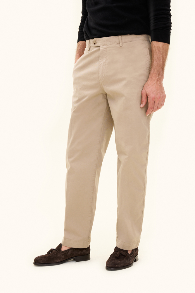 Wide Fit High Waist Garment Dye Cotton Trousers