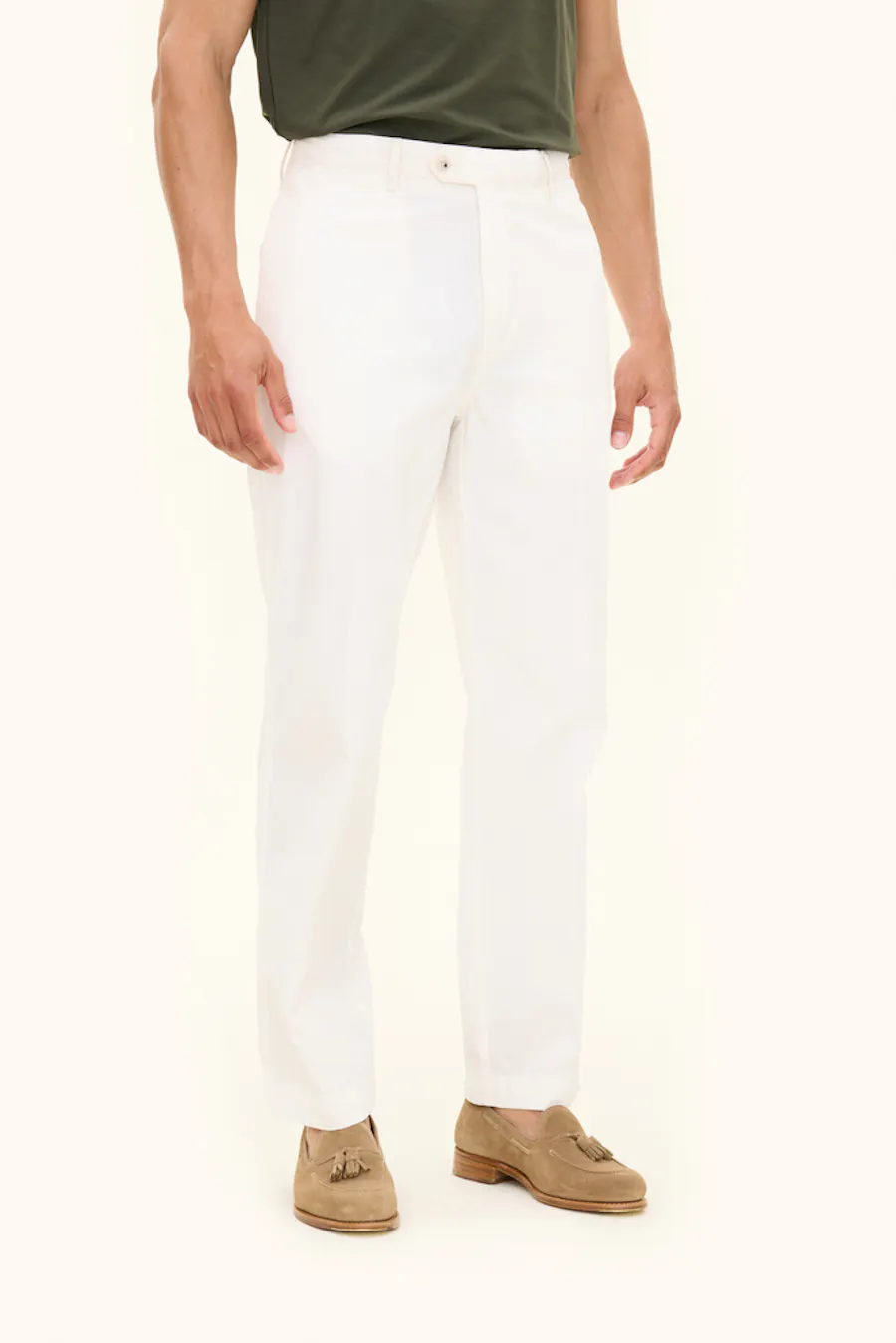 Wide Fit High Waist Garment Dye Cotton Trousers