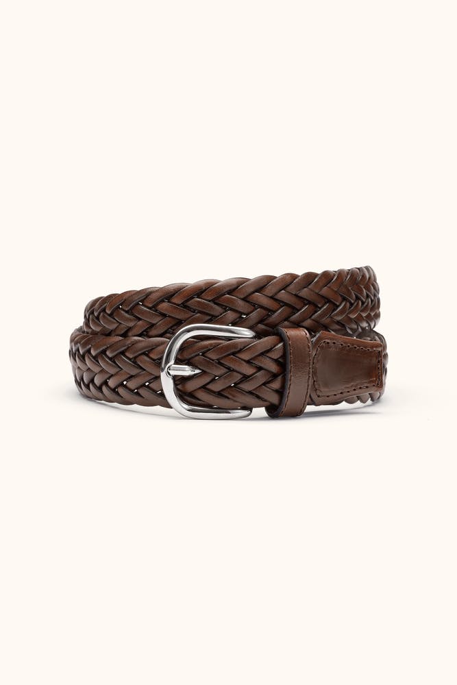 Round Buckle Belt Braided Leather