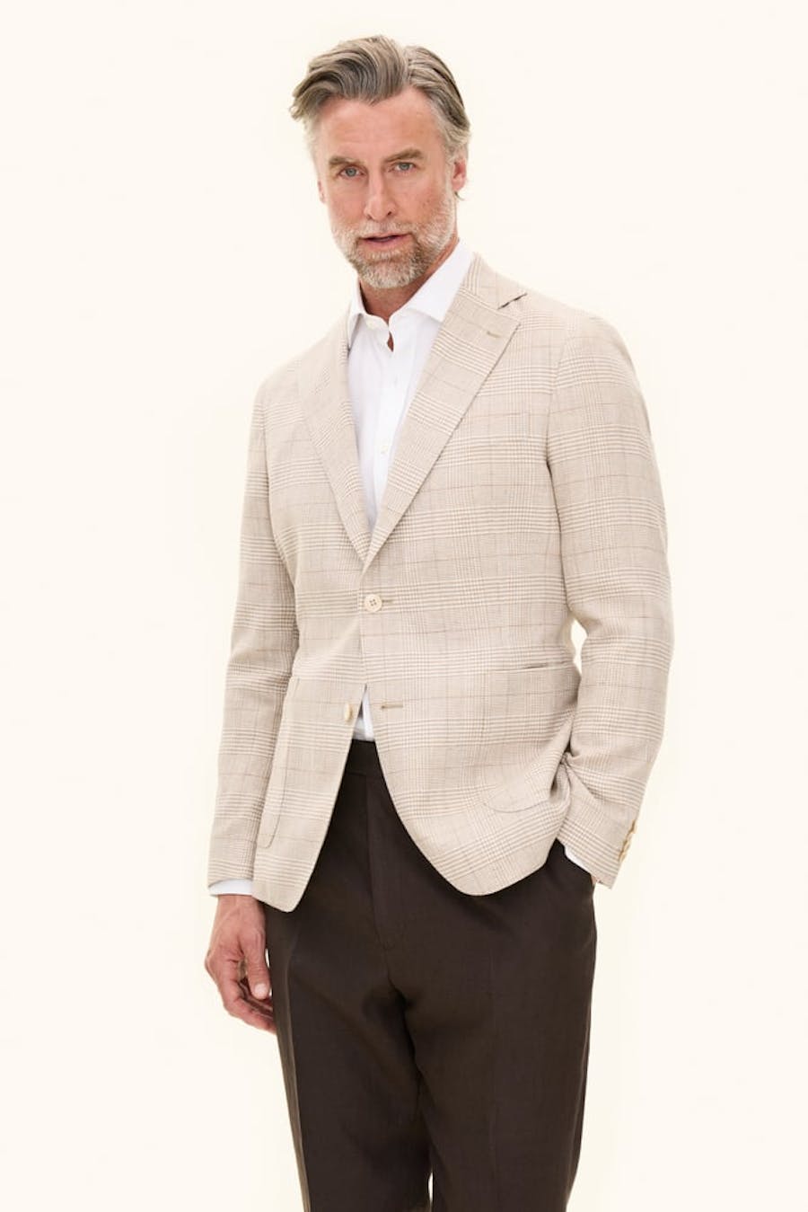 Regular Fit Hør Glencheck Blazer